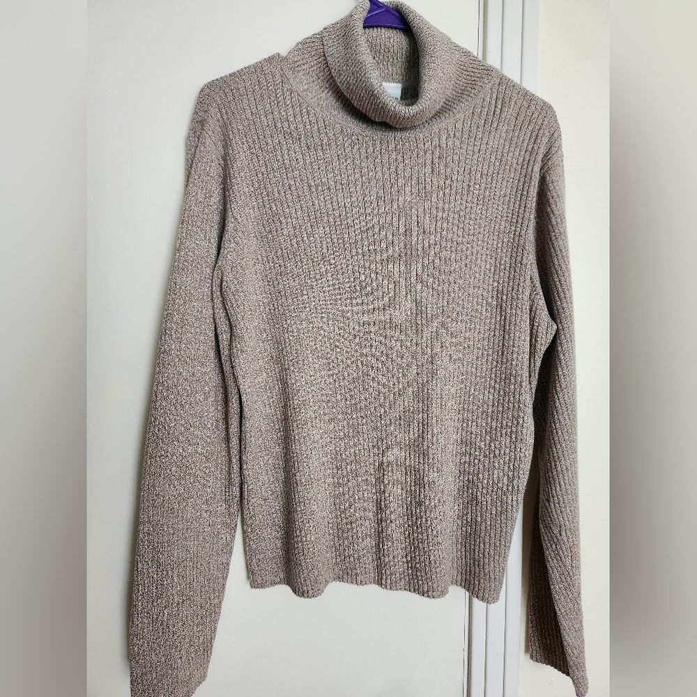 VILLAGER SPORT Ribbed Light Brown Turtleneck XL